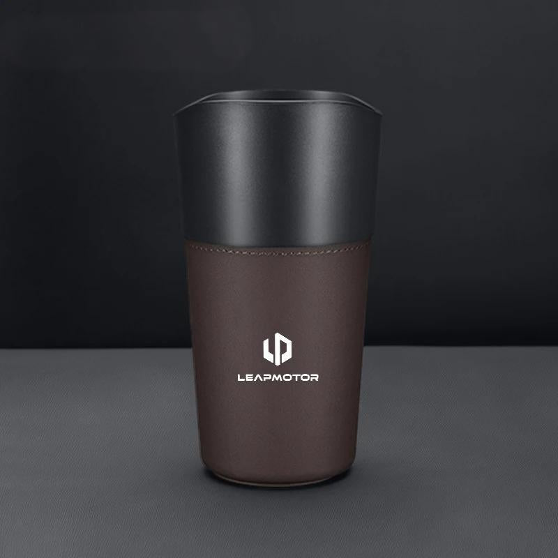 Car Trash Can Mini Leather Wather Cup