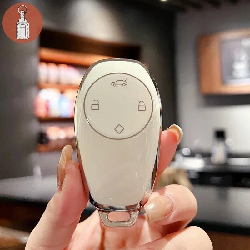 Car Carbon Fiber Leather Rope Keychain Key Ring For Leapmotor T03 2022 C11 S01 C01 - Leapmotor Accessories