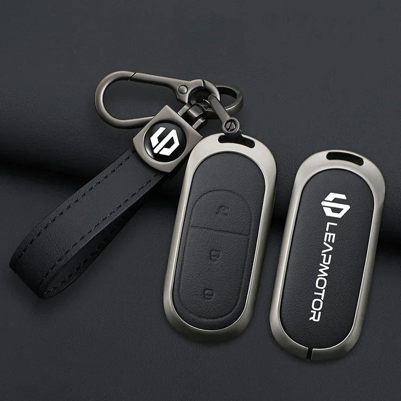 Zinc Alloy Leather Car Remote Key Case Cover For Leapmotor C16 C11 C10 C01 B10 T03 S01 - Leapmotor Accessories