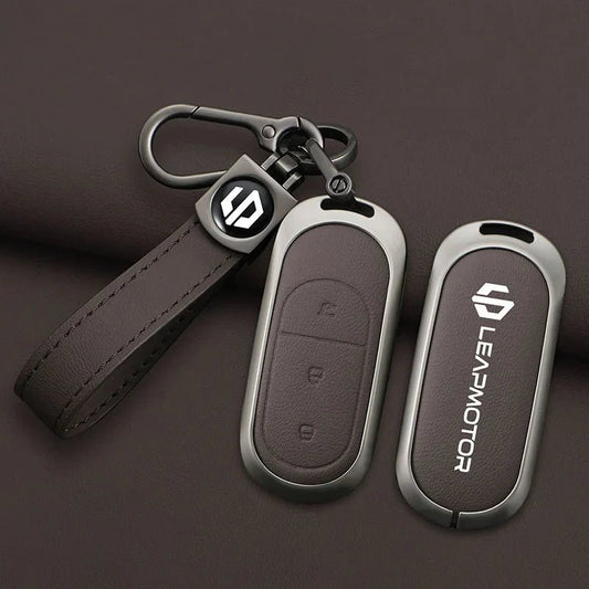 Zinc Alloy Leather Car Remote Key Case Cover For Leapmotor C16 C11 C10 C01 B10 T03 S01 - Leapmotor Accessories